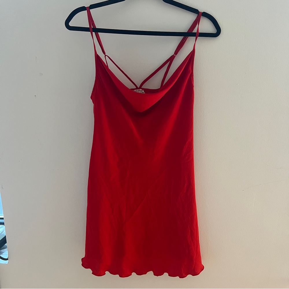 Free People Red Cowl Neck Mini Dress